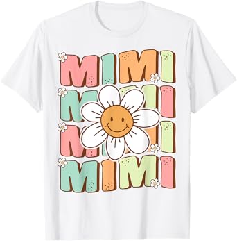Cute Groovy Mimi 70s Family Birthday Party Daisy Flower T-Shirt