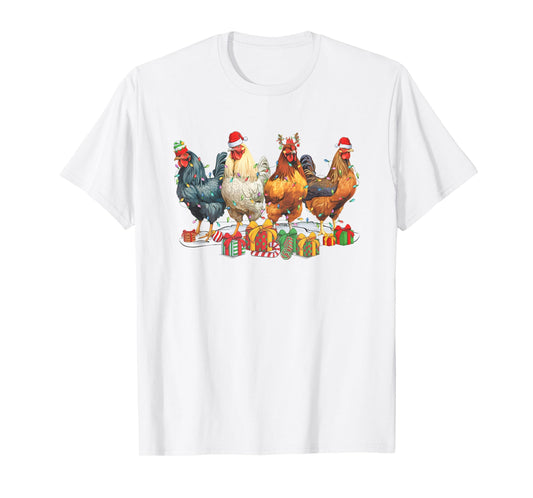 Retro Vintage Christmas Chickens Xmas Farm Holiday Women T-Shirt