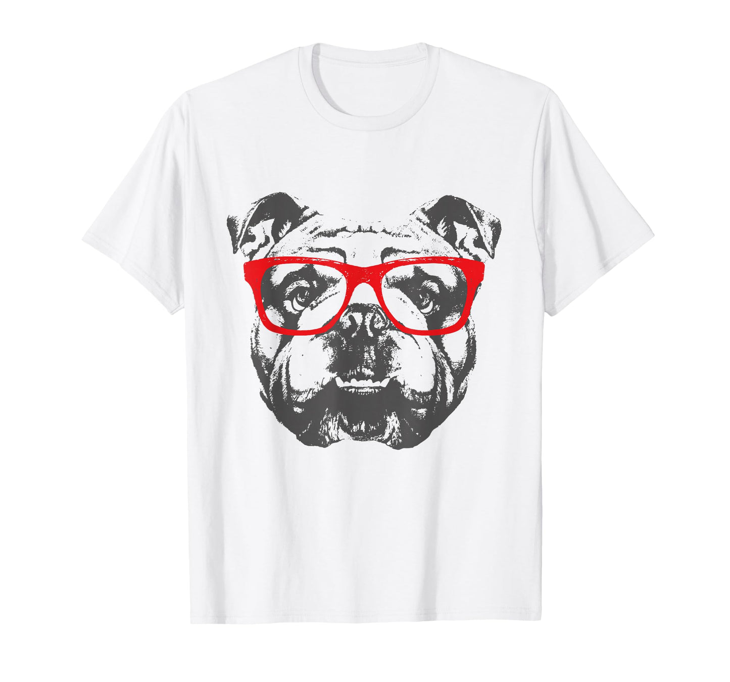 English bulldog with red sunglasses style and design T-Shirt