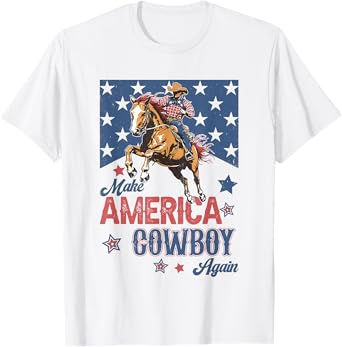 Make America Cowgirl Cowboy Again Western 4th Of July T-Shirt