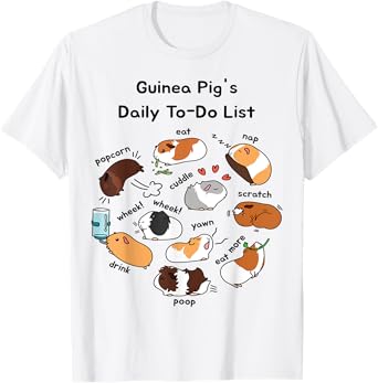 Guinea Pig Daily To-Do List Funny Cute Guinea Pig Lover T-Shirt