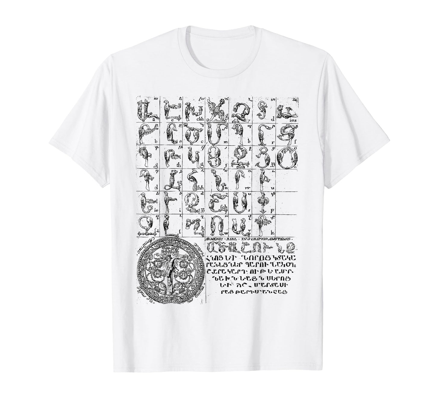 Armenian Alphabet Birds Armenia Symbols 1703 Old Armenian T-Shirt