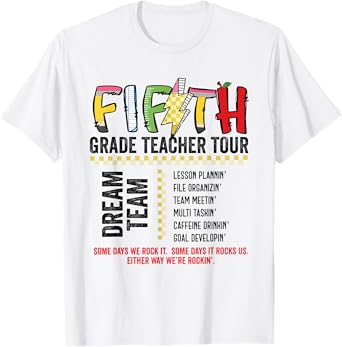 Fifth Grade Dream Team Rocks Back To School Teacher Tour T-Shirt