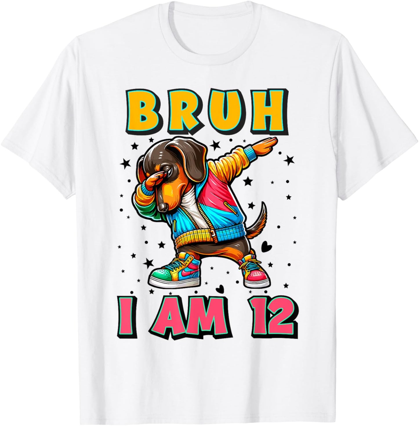 Bruh It's My 12 Birthday Dabbing Dachshund Dog I'm 12th Year T-Shirt