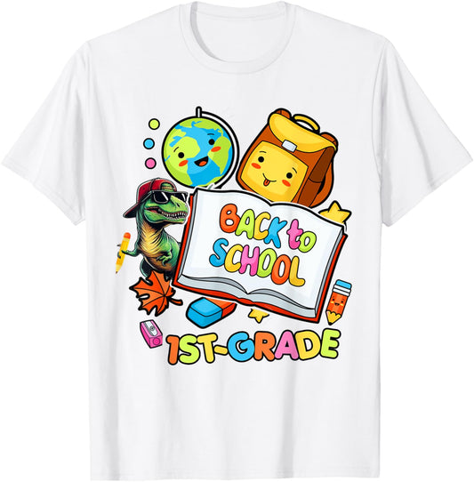 1st-Grade First Day Of School Kids Boys Girls Dinosaur T-Rex T-Shirt