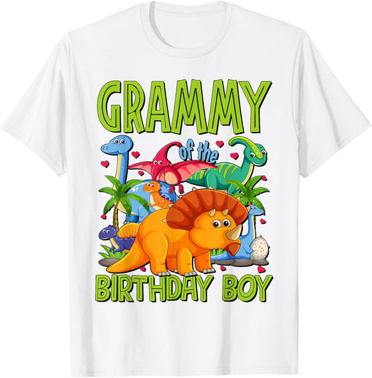 Grammy of The Birthday Boy Dinosaur Theme Bday Dino Grandma T-Shirt