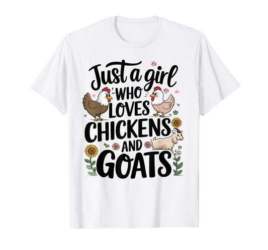 Just A Girl Who Loves Chicken And Goats Farming Farmer Women T-Shirt