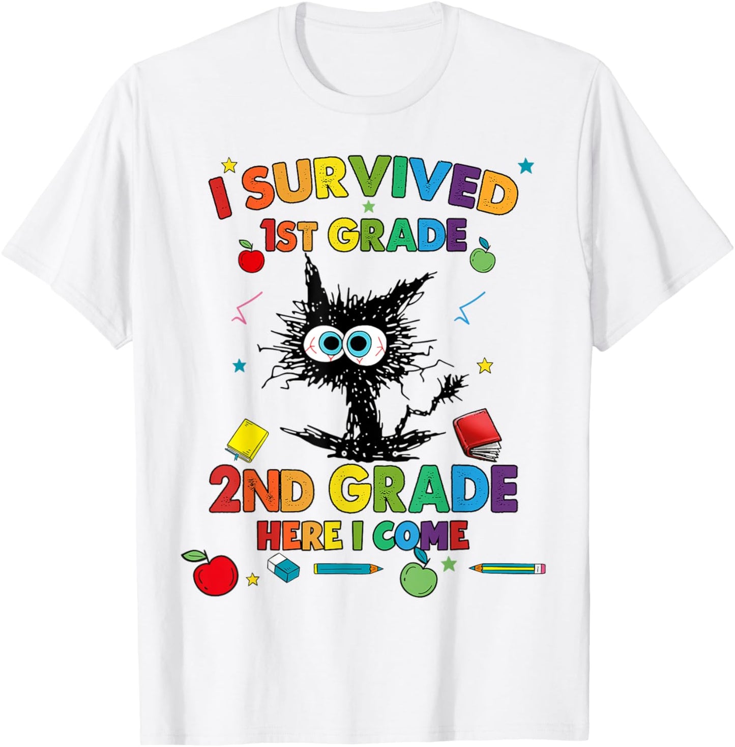 Funny Last Day Of First 1st Grade I Survived 1st Grade Cat T-Shirt