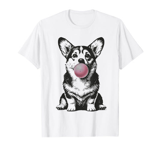 Corgi Blowing Bubble Gum Funny Dog Cartoon Meme T-Shirt