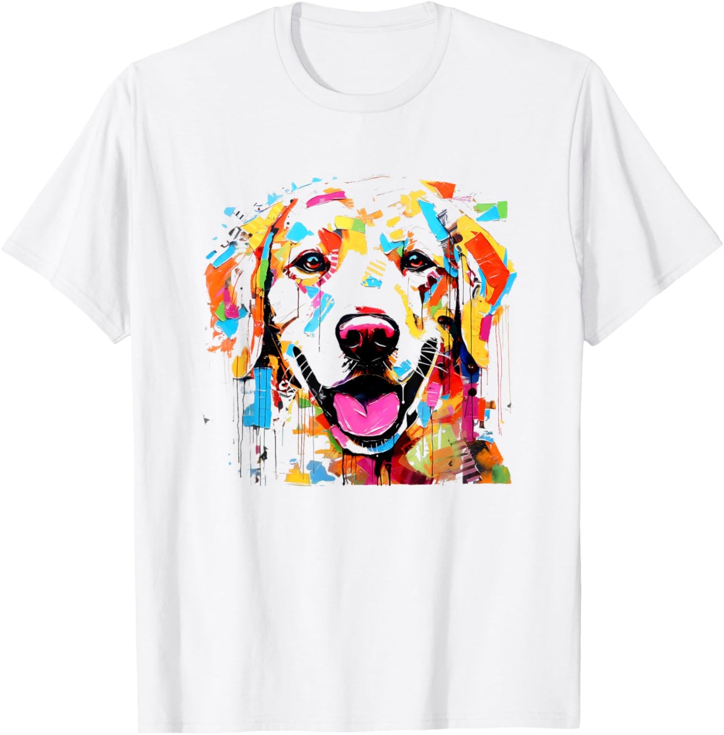 Colorful Abstract Dog Face Vibrant Style T-Shirt