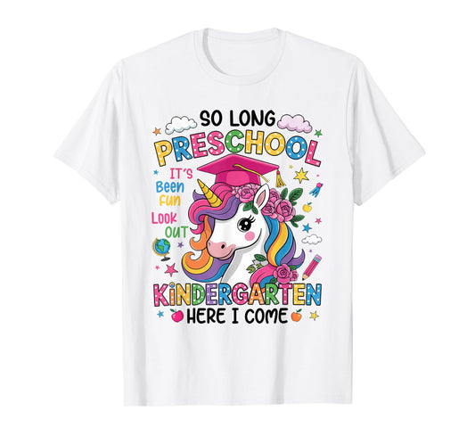 Kids So Long Preschool Graduation Graduate Unicorn Kids T-Shirt