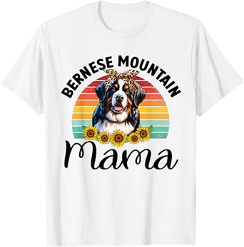 Vintage Bernese Mountain Mama Dog Lovers Floral Mother's Day T-Shirt for Men Women Kids