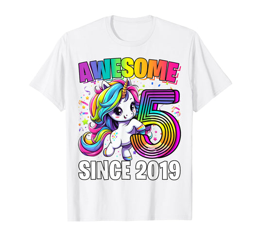 Unicorn 5th Birthday 5 Year Old Unicorn Party Girls Outfit T-Shirt