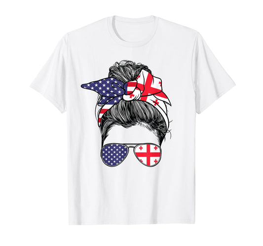 Georgian Women Girl USA Heritage American Georgia Flag T-Shirt