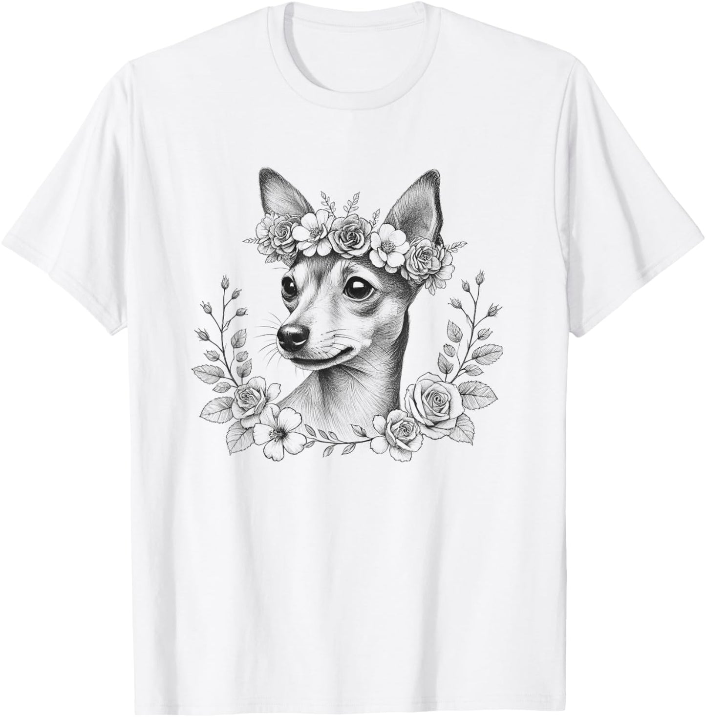 Floral Miniature Pinscher Dog Min Pin Flower Memorial Design T-Shirt