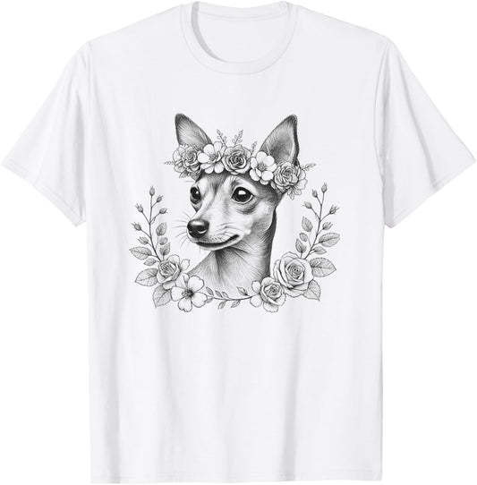 Floral Miniature Pinscher Dog Min Pin Flower Memorial Design T-Shirt