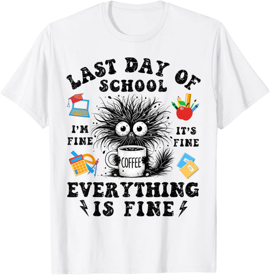 Last Day Of School-End Of School Year-I Survived Funny Cat T-Shirt