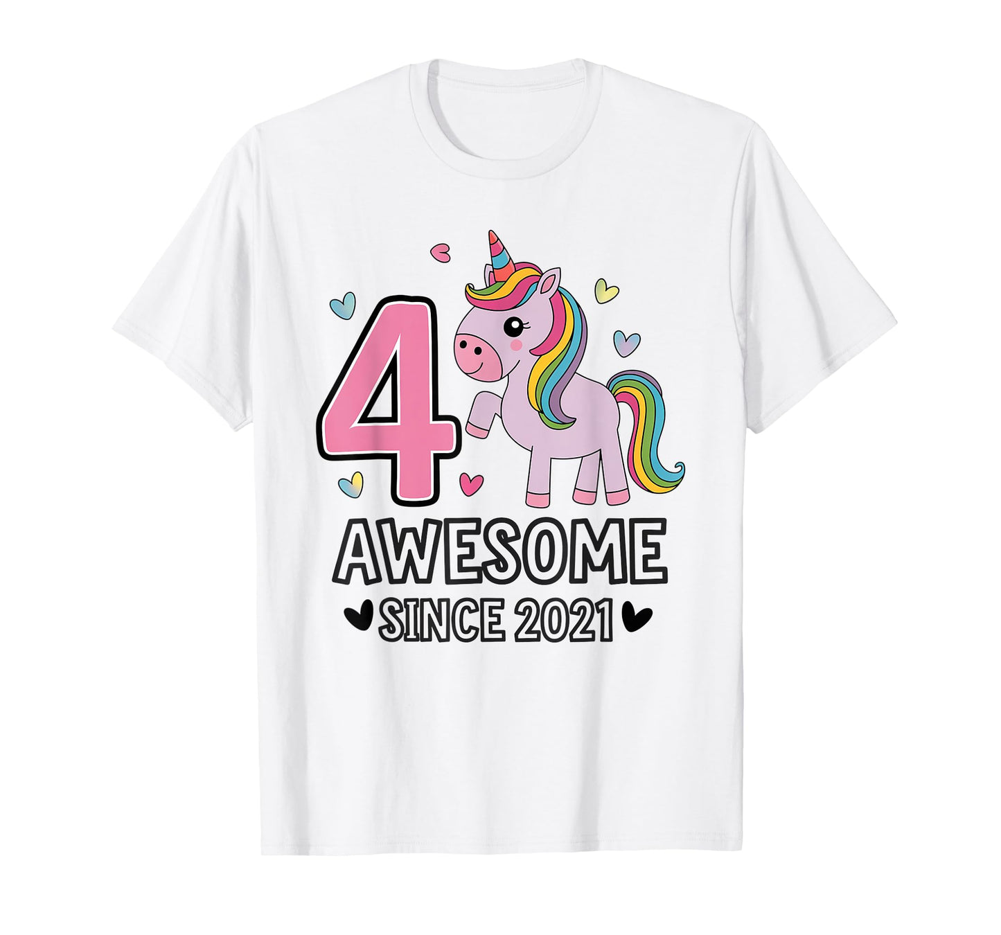 Unicorn 2025 Birthday Gifts for Girls DRNV 4 Year Old Awesome Since 2021 Unicorn T-Shirt Grey Small Classic Fit Short Sleeve T-Shirt