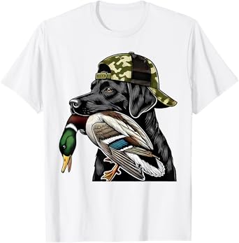 Labrador Hunting Dog With Duck Hello Hunting Season T-Shirt
