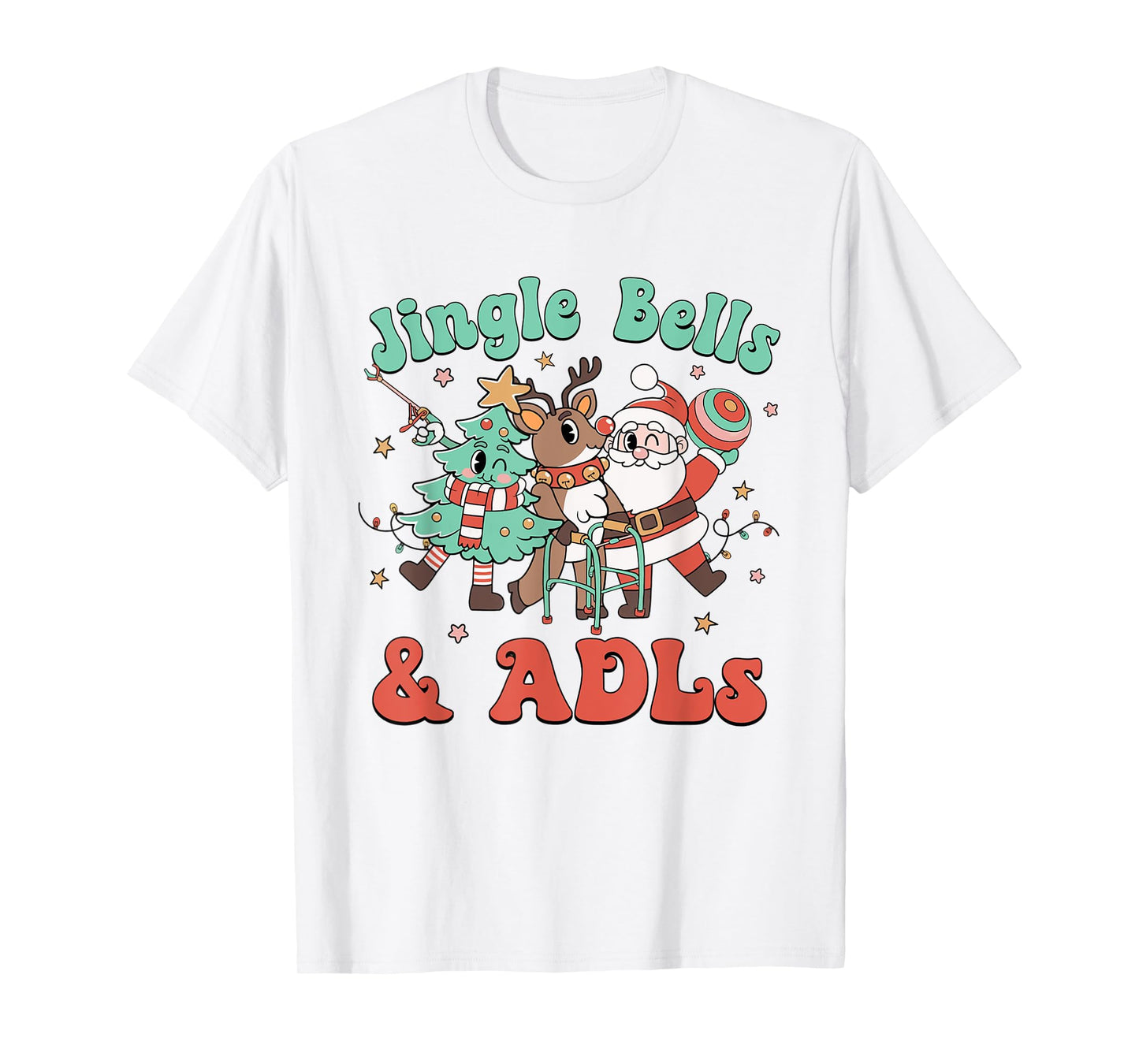 Occupational Therapy Christmas Reindeer Santa ADLS New OT T-Shirt