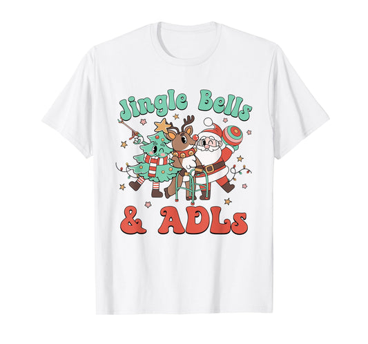 Occupational Therapy Christmas Reindeer Santa ADLS New OT T-Shirt