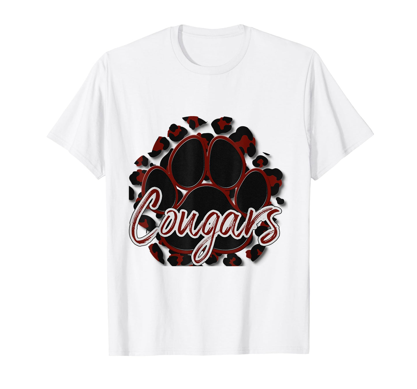 Cougar Maroon Black Cheetah School Sports Fan Team Spirit T-Shirt