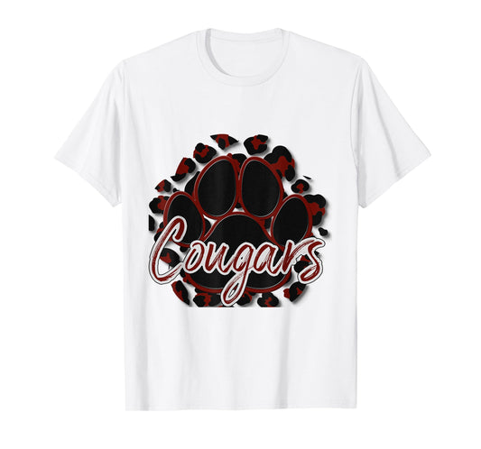 Cougar Maroon Black Cheetah School Sports Fan Team Spirit T-Shirt