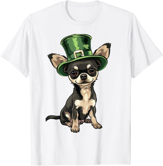 Saint Patricks Day Chihuahua Dog Shamrock Hat Gifts Women T-Shirt