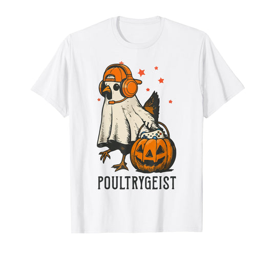 Poultrygeist Gamer Chicken Ghost Fall Spooky Season Costume T-Shirt