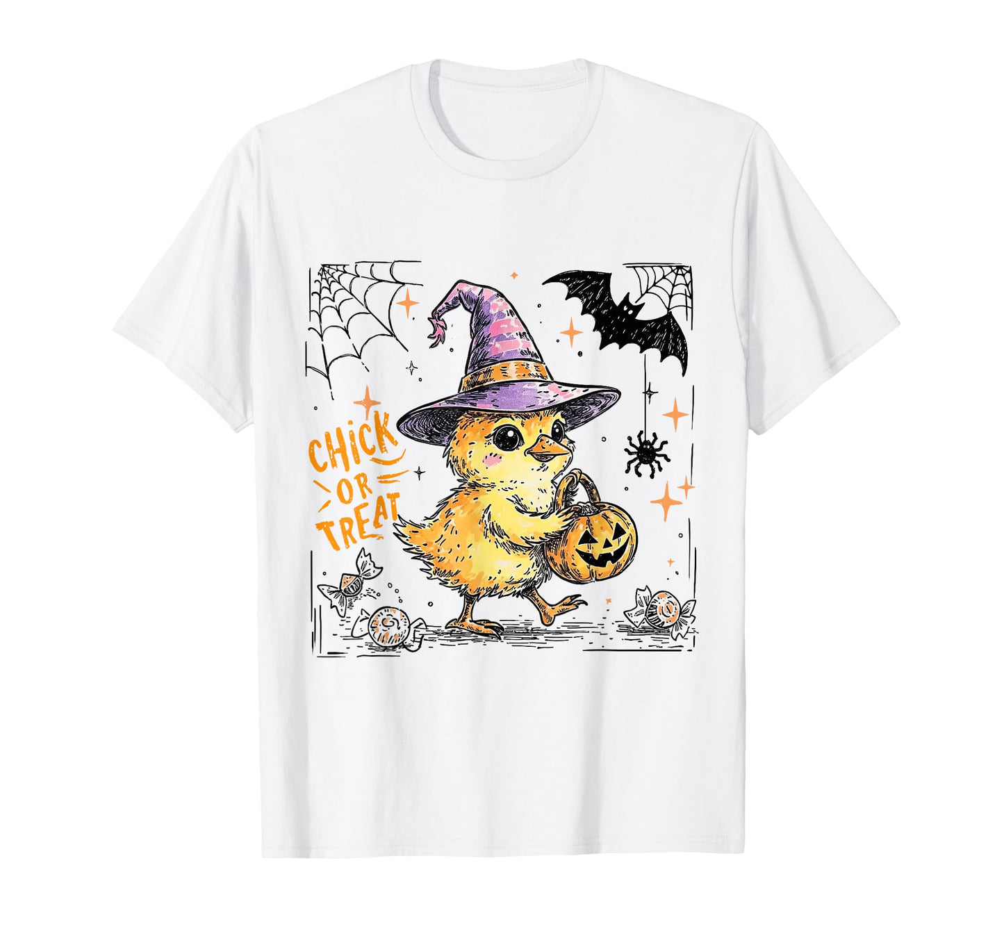 Chick or Treat Halloween Chicken Lady Spooky Season Fall T-Shirt