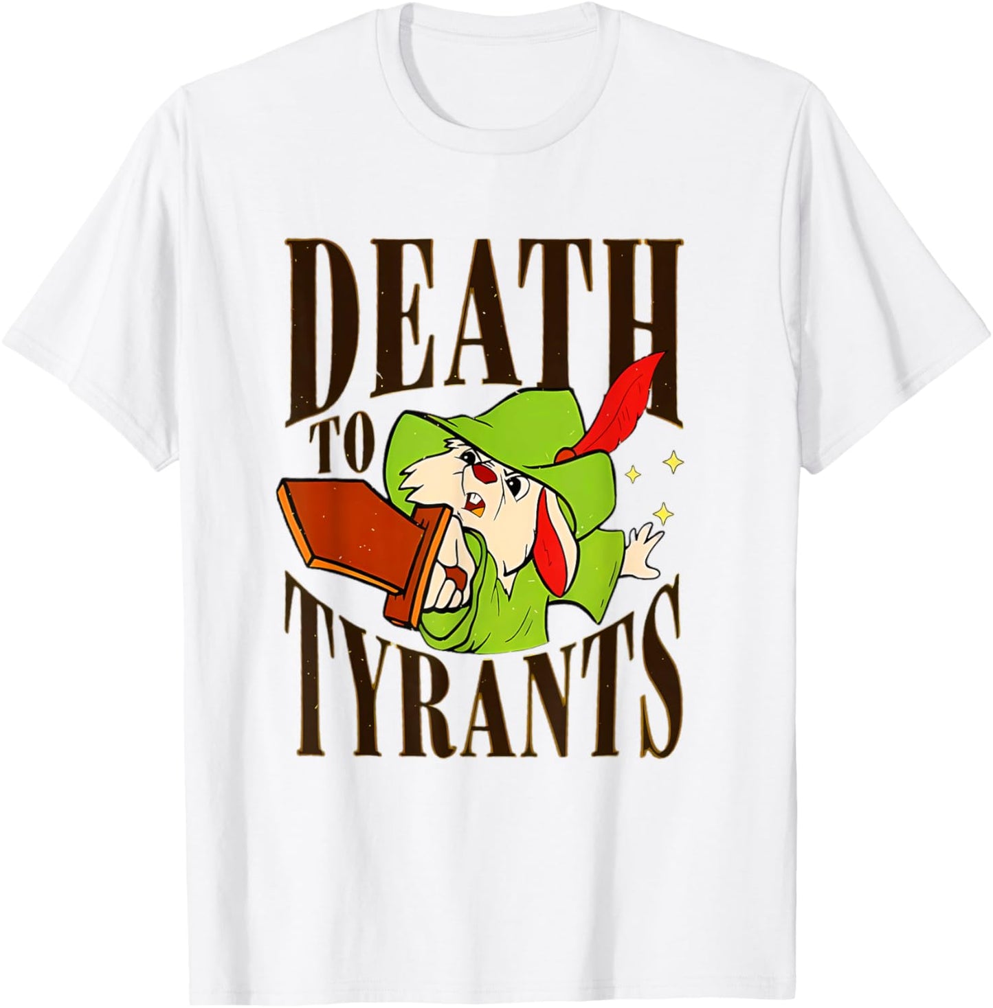 Retro Rabbit Death To Tyrants Vintage 90s Funny Quote T-Shirt