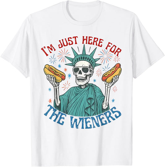 I'M Just Here For The Wieners Funny 4Th Of July Hot Dog T-Shirt