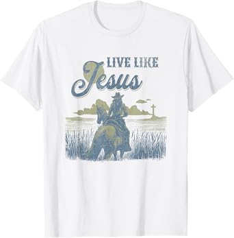 Cute Christian Cowgirl Live Like Jesus Western Faith Boho T-Shirt