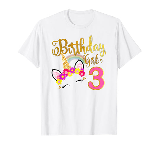 I'm 3rd the Birthday for Girl Unicorn 3 year old Birthday T-Shirt