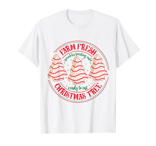 Farm Fresh Christmas Tree Funny Xmas Frosting Cake Debbie T-Shirt