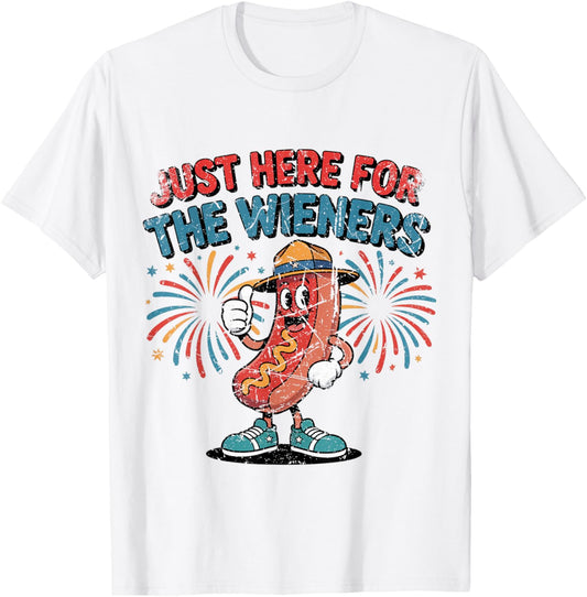 I'm Just Here For The Wieners Funny 4th of July BBQ Gifts T-Shirt