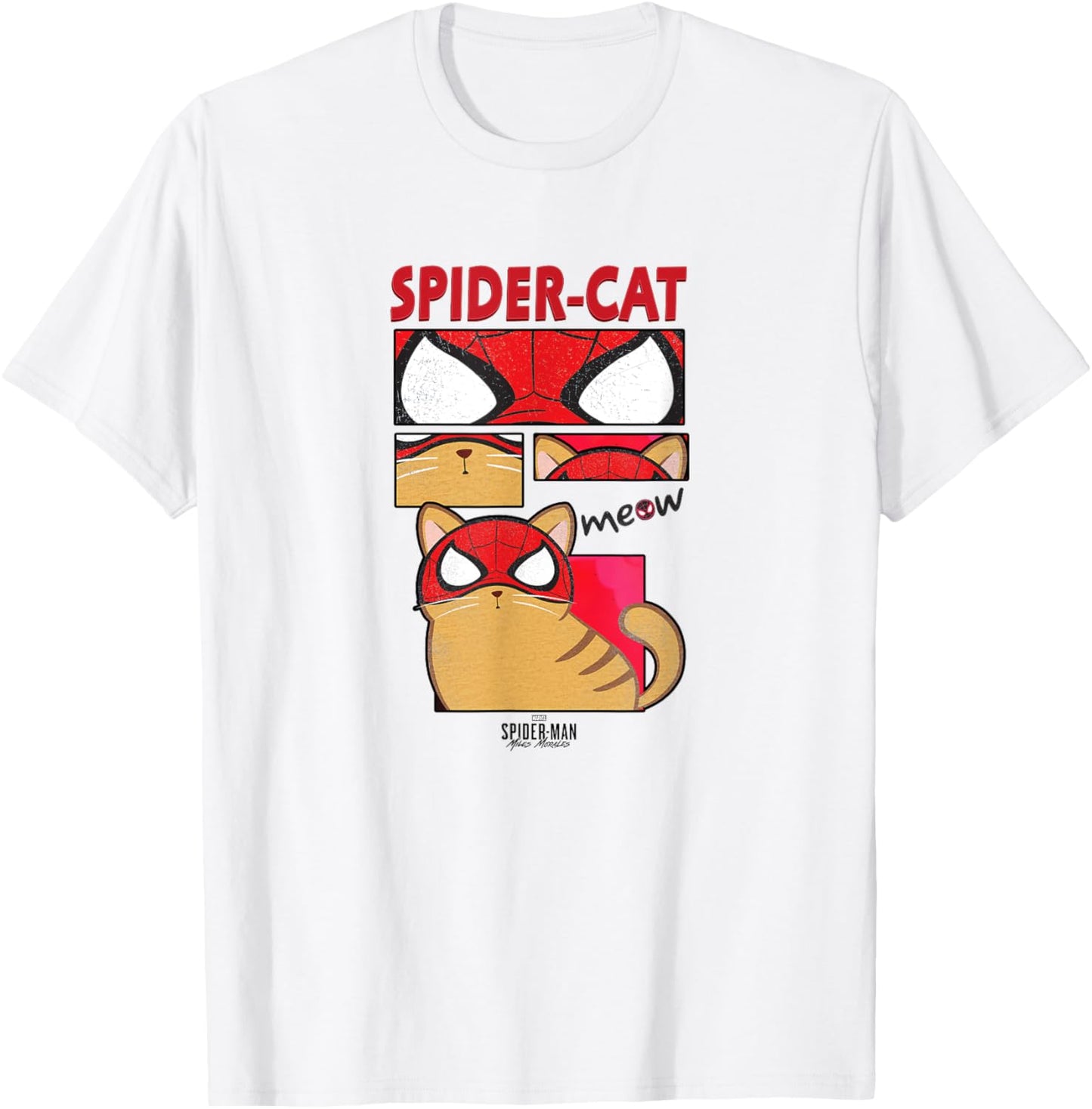 Marvel Spider-Man: Miles Morales Spider-Cat Comic Panels T-Shirt