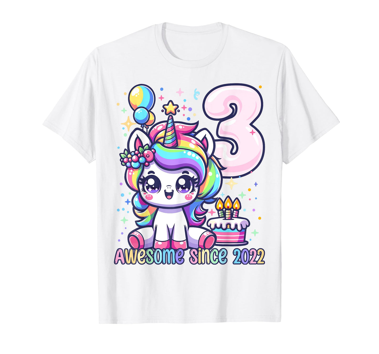 Unicorn 3rd Birthday 3 Year Old Unicorn Party Girls Outfit T-Shirt