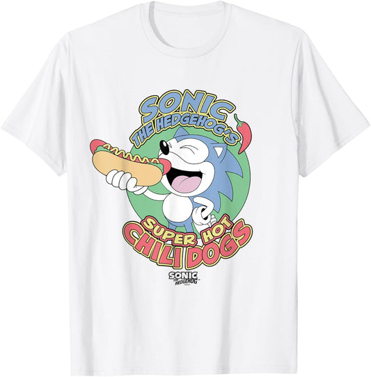 Sonic The Hedgehog Super Hot Chili Dogs Retro Ad T-Shirt