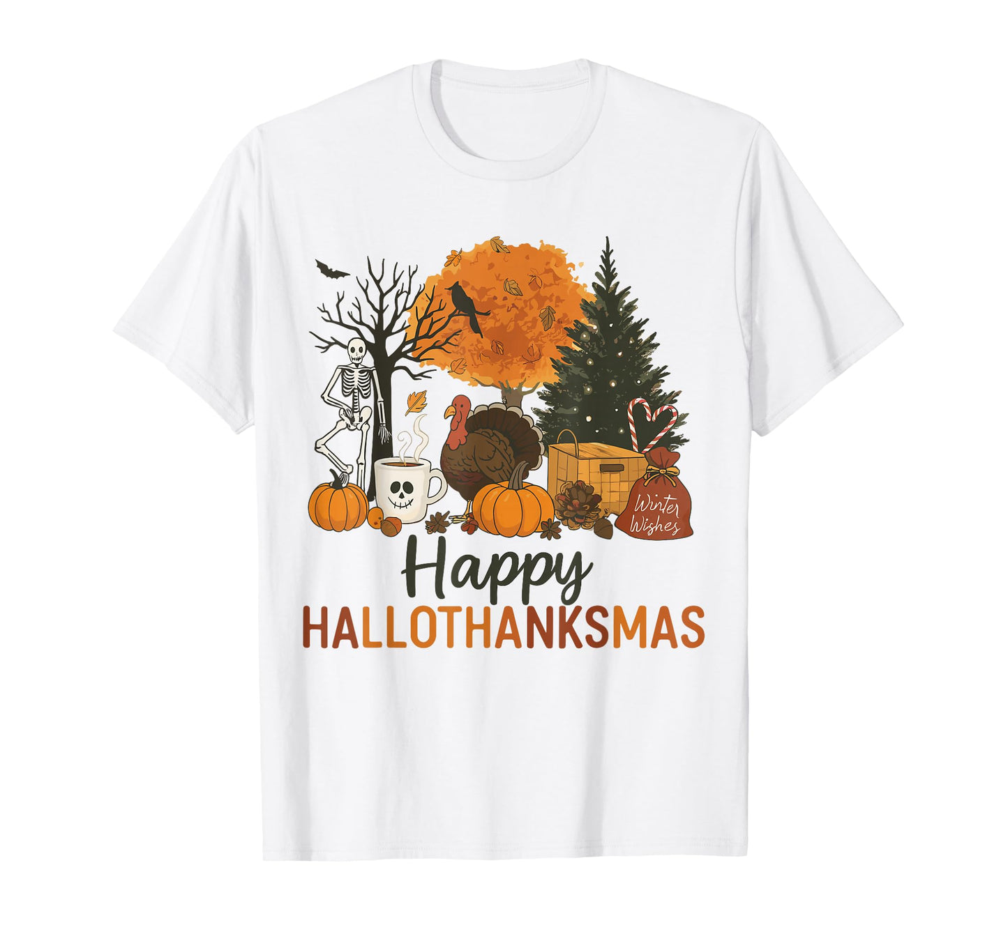 Halloween Thanksgiving Christmas Turkey Happy HalloThanksMas T-Shirt