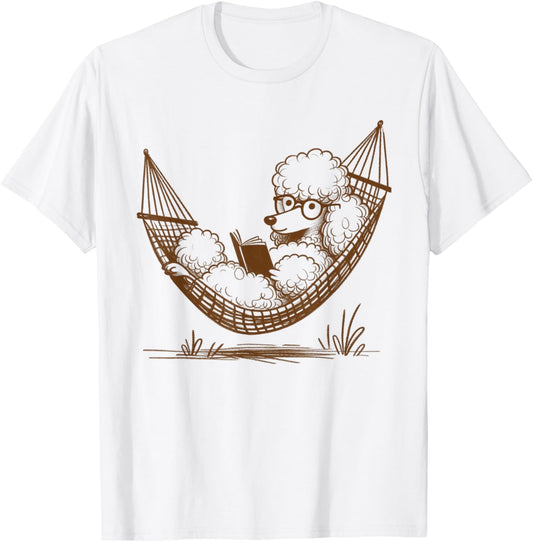Poodle Dog Mom Dad Poodle Dog Reading Book Dog Lover T-Shirt