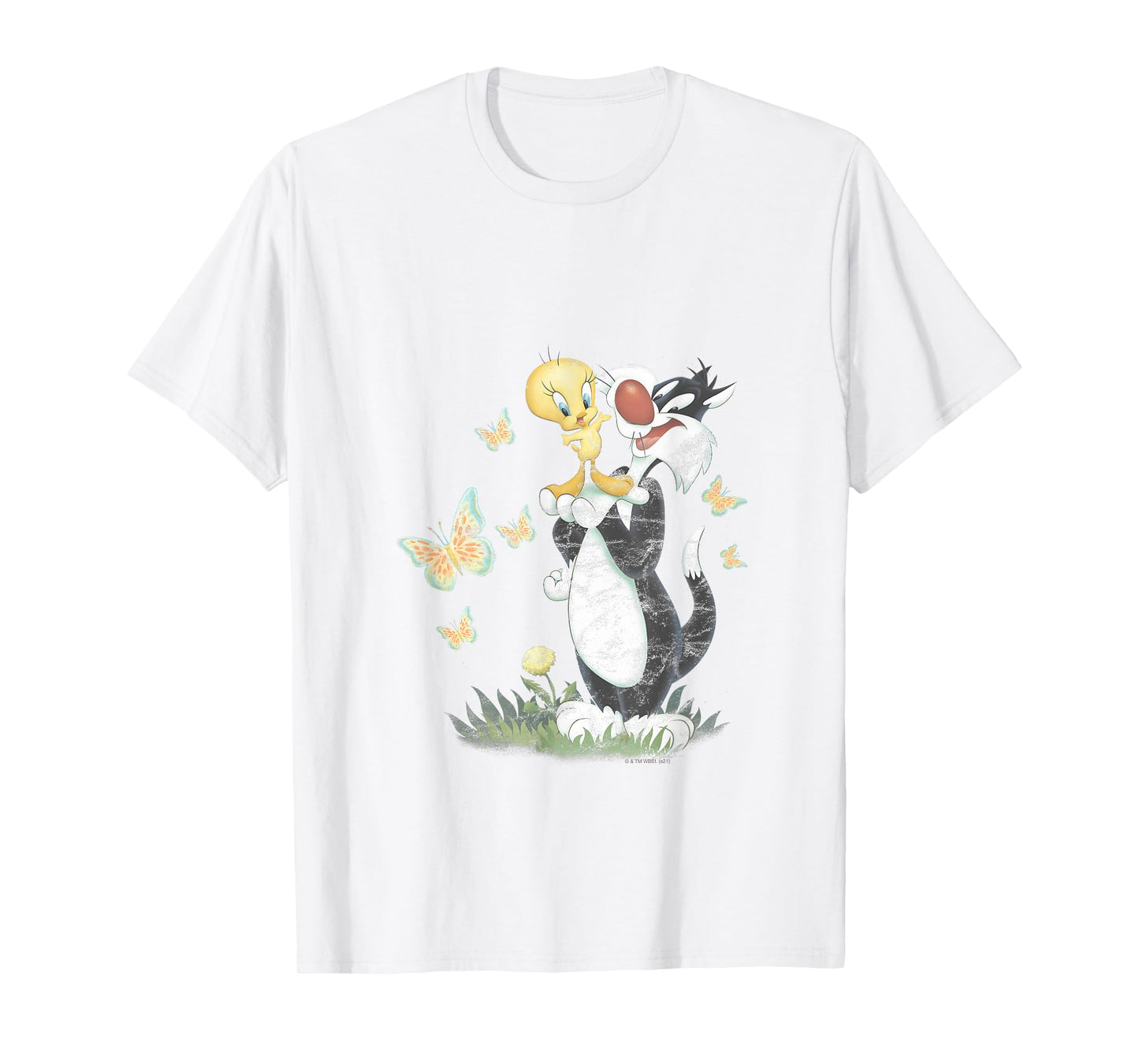 Looney Tunes Sylvester & Tweety Bird Butterfly Distressed T-Shirt