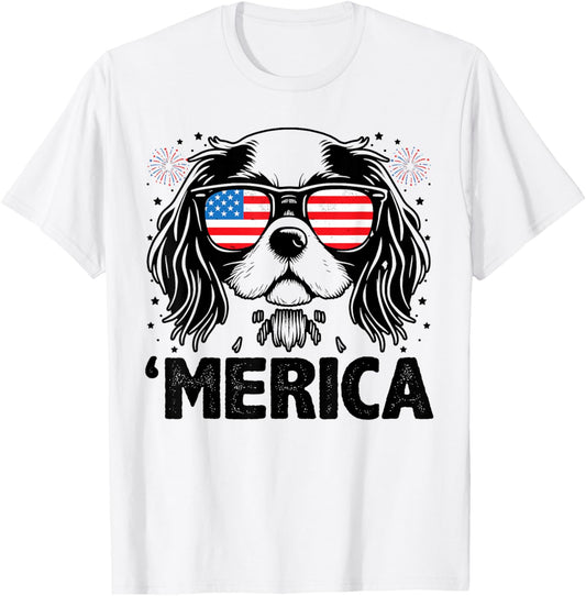 Cavalier King Charles 4th Of July Merica Patriotic Dog Tee T-Shirt