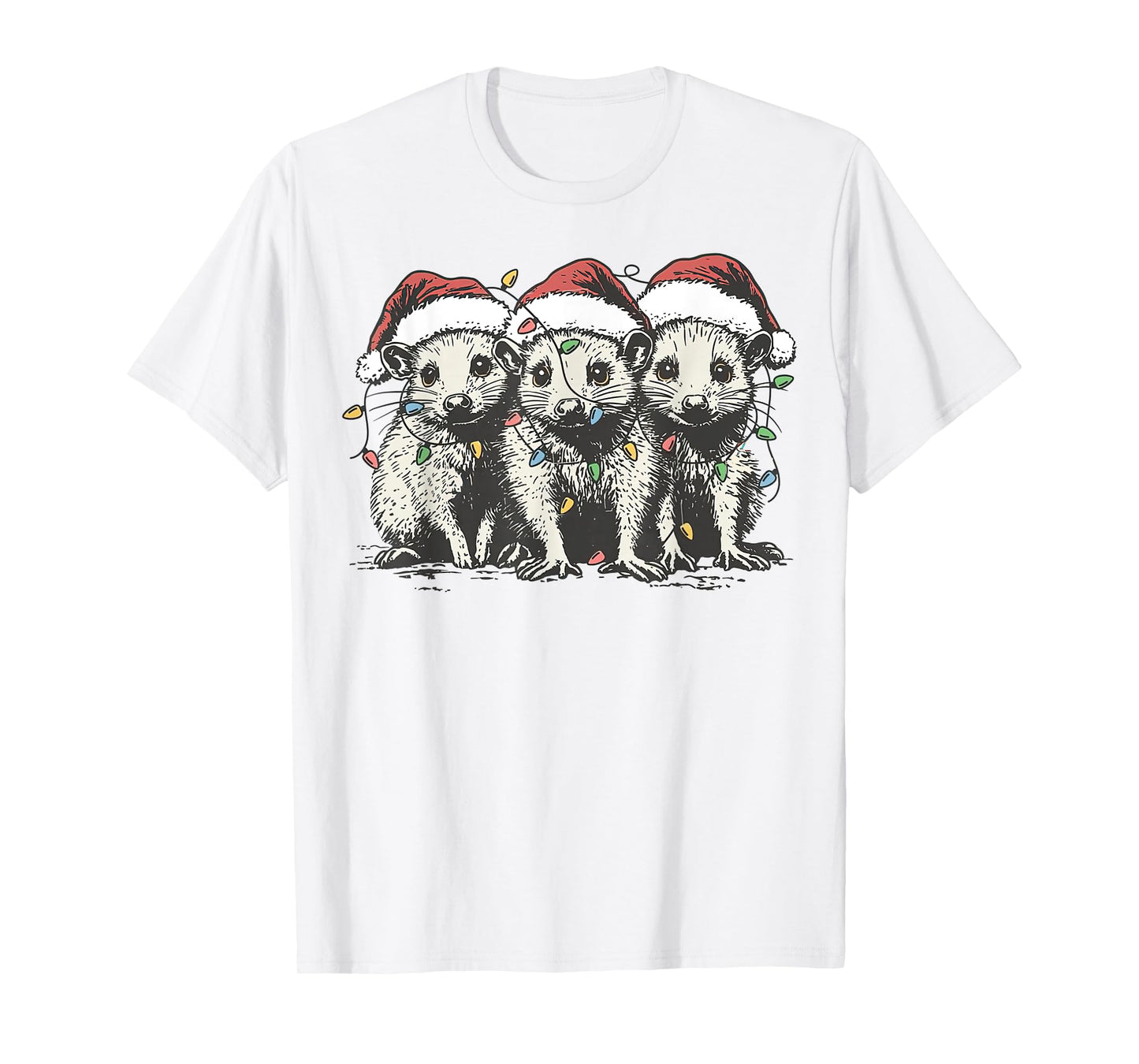 Vintage Cute Opossum Possum Christmas Womens Mens Girls T-Shirt