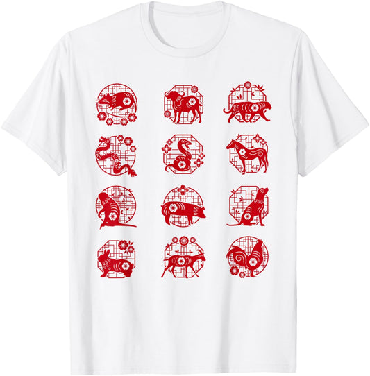 Chinese Zodiac Animal Signs Lunar Chinese New Year T-Shirt