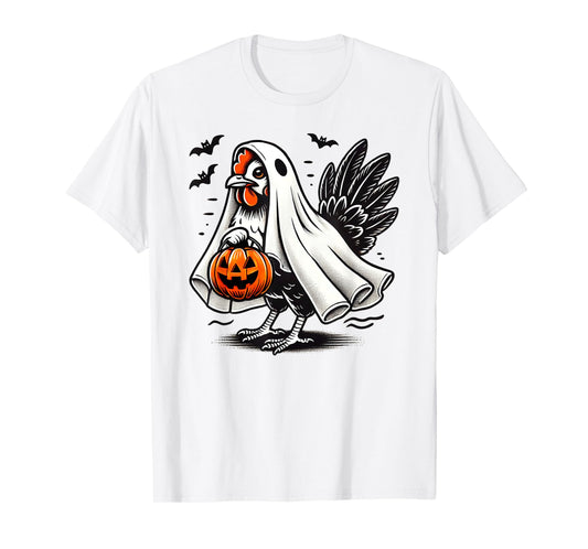 Shivering Chicken Halloween Ghost Rooster Trick Or Treat T-Shirt