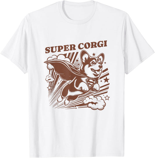 Funny Corgi Super Corgi Heroes Comic Style Dog Flying Corgi T-Shirt