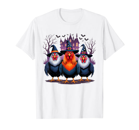 Funny Halloween Chicken Witch Spooky Season Women Men Farmer T-Shirt