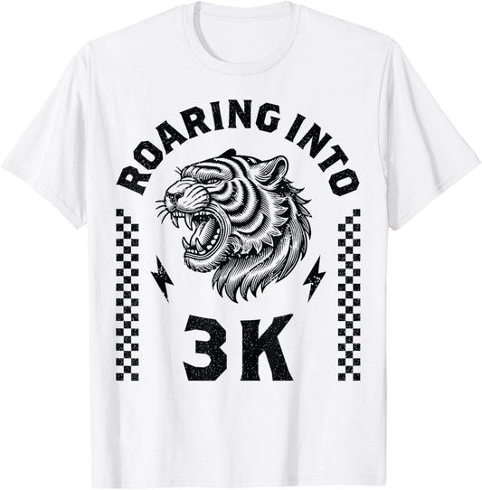 Roaring Into 3K Roaring Tiger Back to School Boy Girl Funny T-Shirt