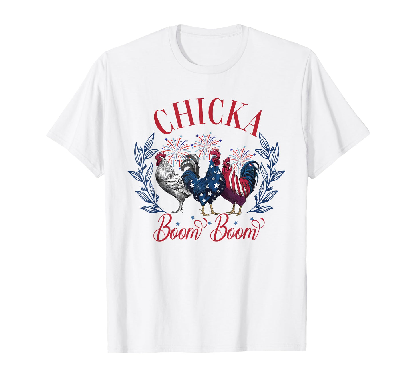 Chicka Boom Boom Cute Chicken Retro 4th of July America T-Shirt for Women Men